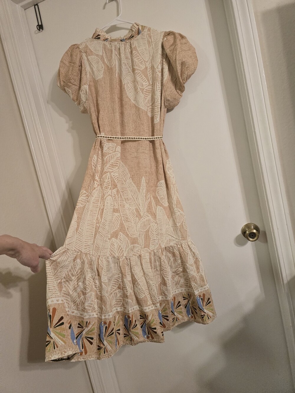 GIGIO Bohemian Cream Midi Dress with Flowered Hem Sz M - Picture 14 of 17